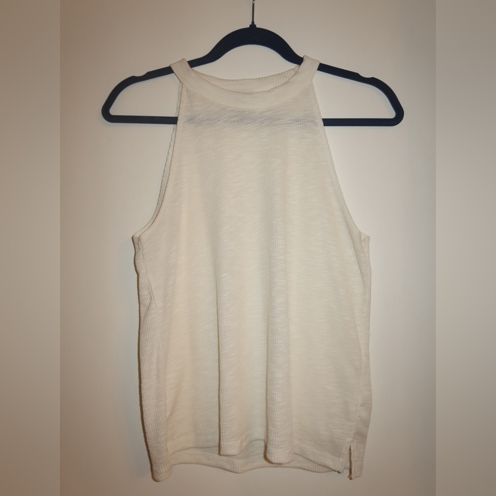 Topshop Cream Halter Ribbed Tank